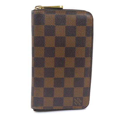 ルイ ヴィトン LOUIS VUITTON 二つ折り財布 ダミエ ジッピーコンパクトウォレット ダミエキャンバス ブラウン ゴールド レディース N60028【中古】 e61904j