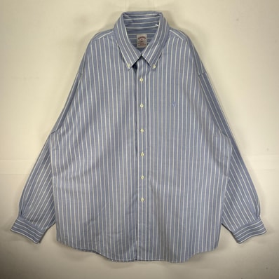 古着 ブルックスブラザーズ Brooks Brothers 長袖シャツ 346 BD ワンポ ロゴ刺繍 XL ブルー系 ストライプ メンズ