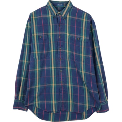古着 80年代 ラルフローレン Ralph Lauren CHAPS チャップス 長袖 ボタンダウン ライトネルチェックシャツ メンズM相当 ヴィンテージ/eaa646885