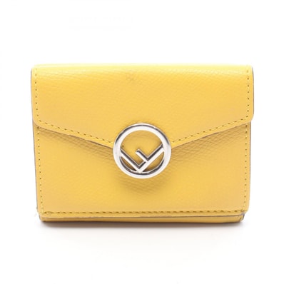 フェンディ FENDI エフ イズ 三つ折り財布 財布 レザー レディース イエロー系 【中古】