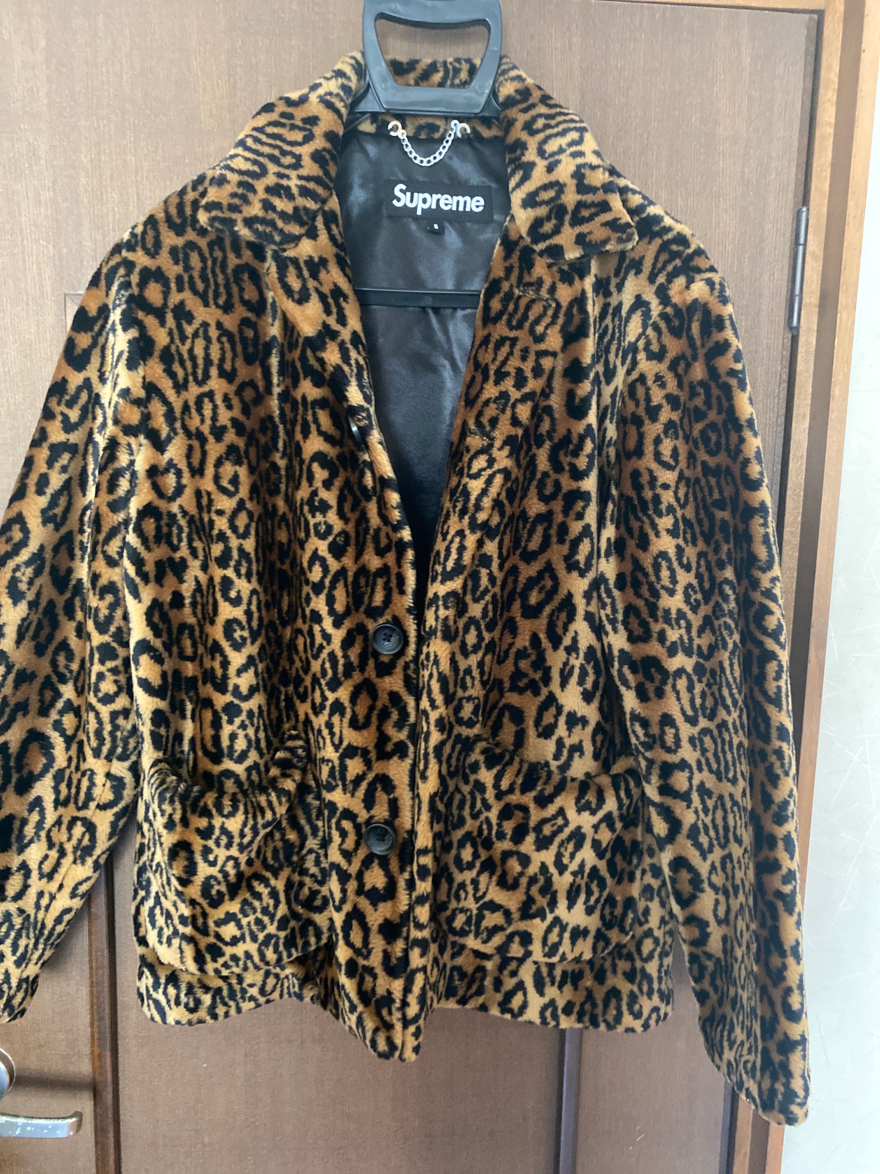 supreme faux far leopard レオパード　ファー　ジャケット