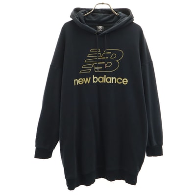 NEW BALANCE ニューバランス 長袖 ロング スウェットパーカー M ブラック