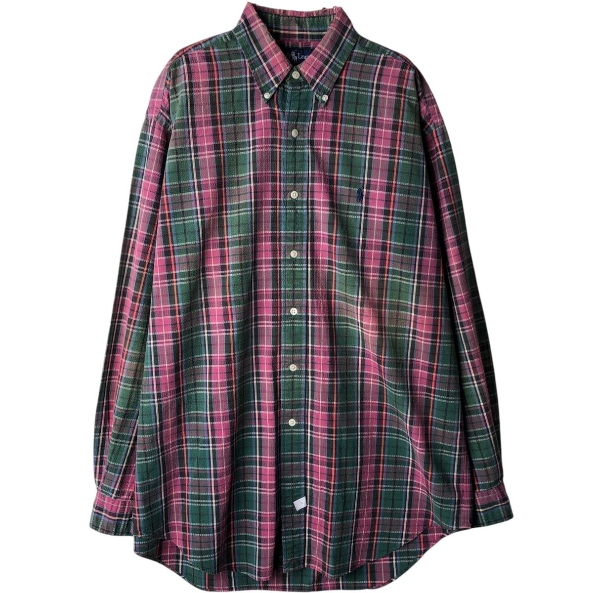 古着 ラルフローレン Ralph Lauren シアサッカー 長袖 ボタンダウンチェックシャツ メンズM相当/eaa618570