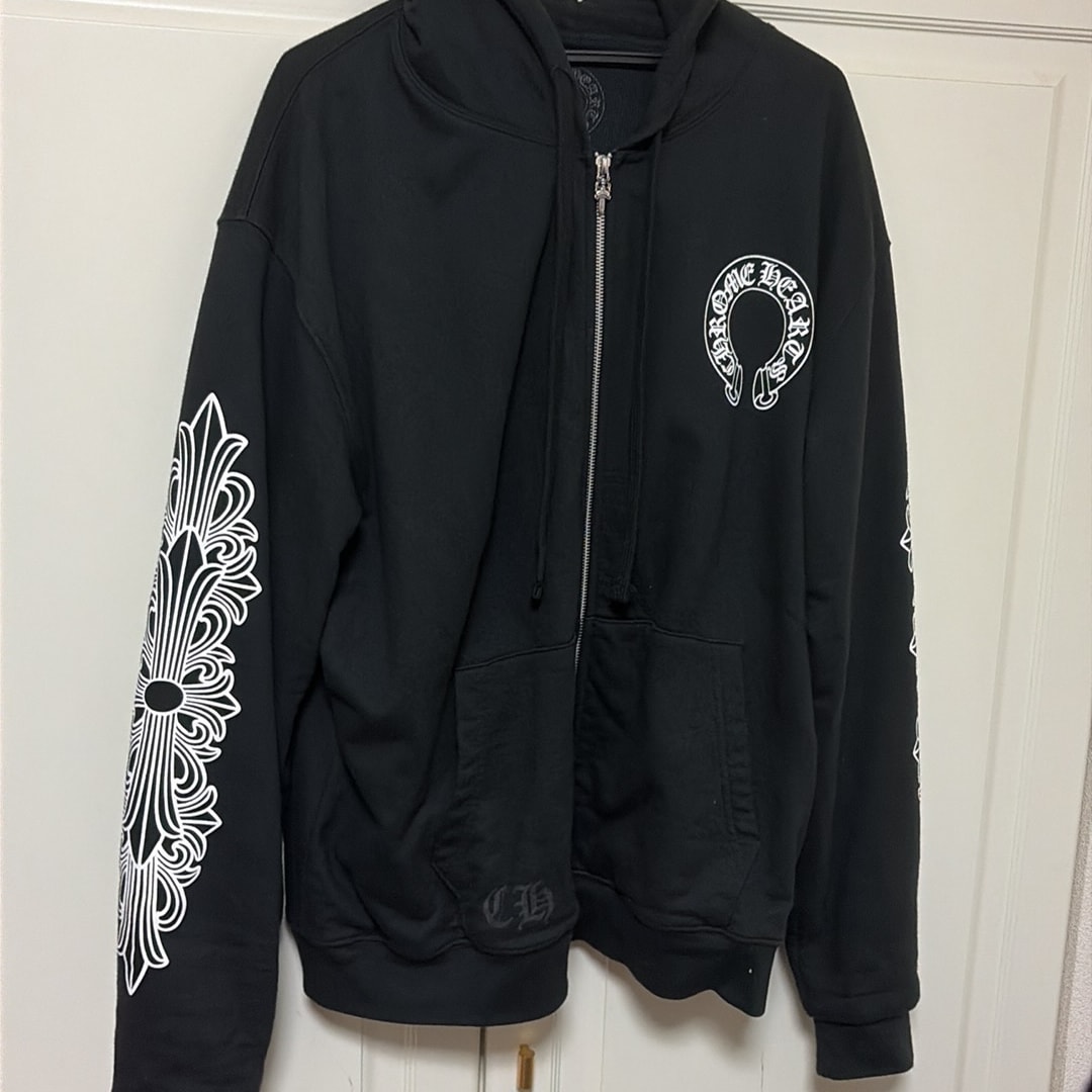 Chrome Hearts Horseshoe Floral Cross Fleece Zip-Up Hoodie "Black"