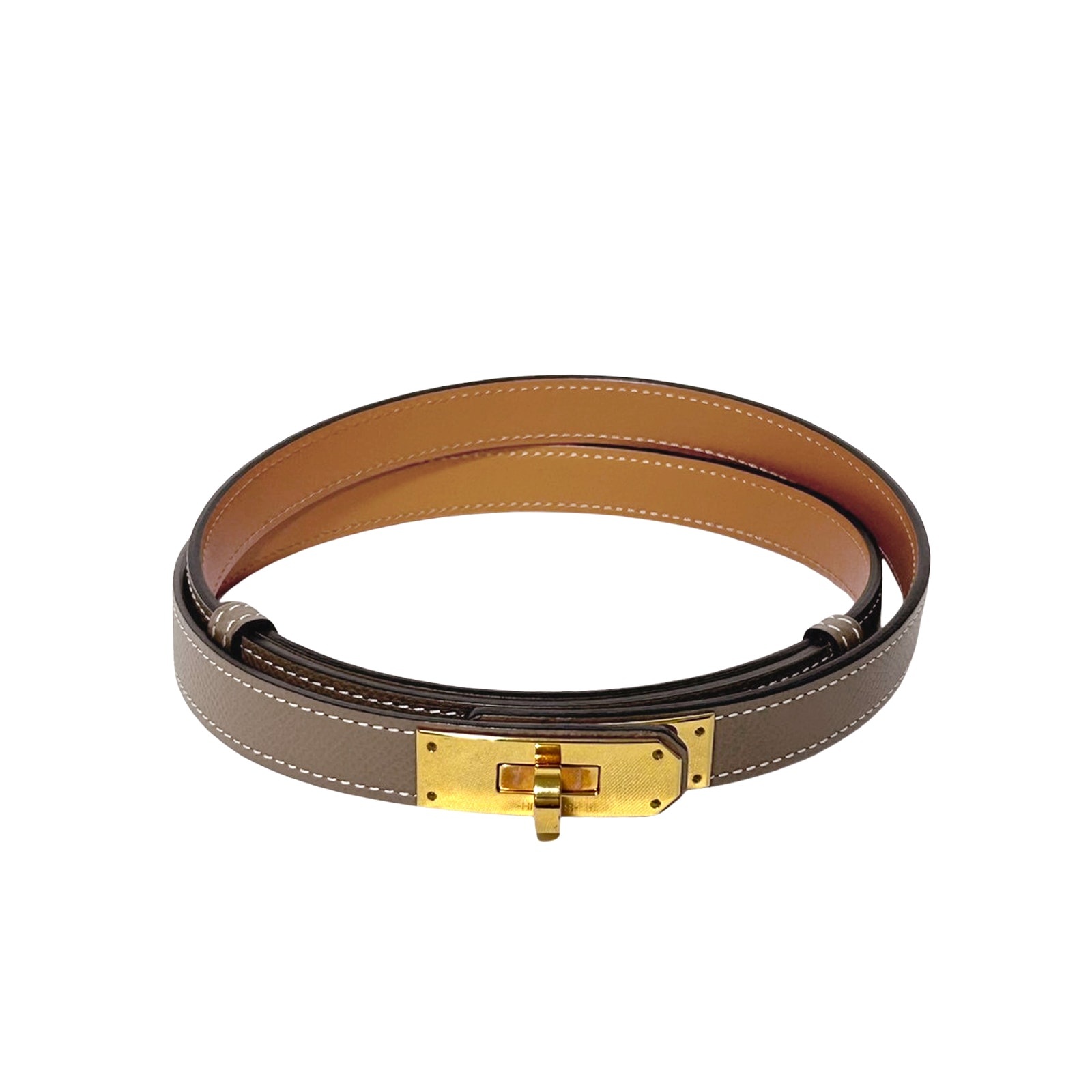 HERMES エルメス  ケリー 18 レザー  H069853CC18  エトゥープ ゴールド金具  ベージュ  レディース ベルト