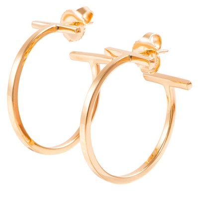 TIFFANY&Co. ティファニー ティファニーT ワイヤー フープ ピアス ミディアム K18RG ピンク ゴールド【中古】