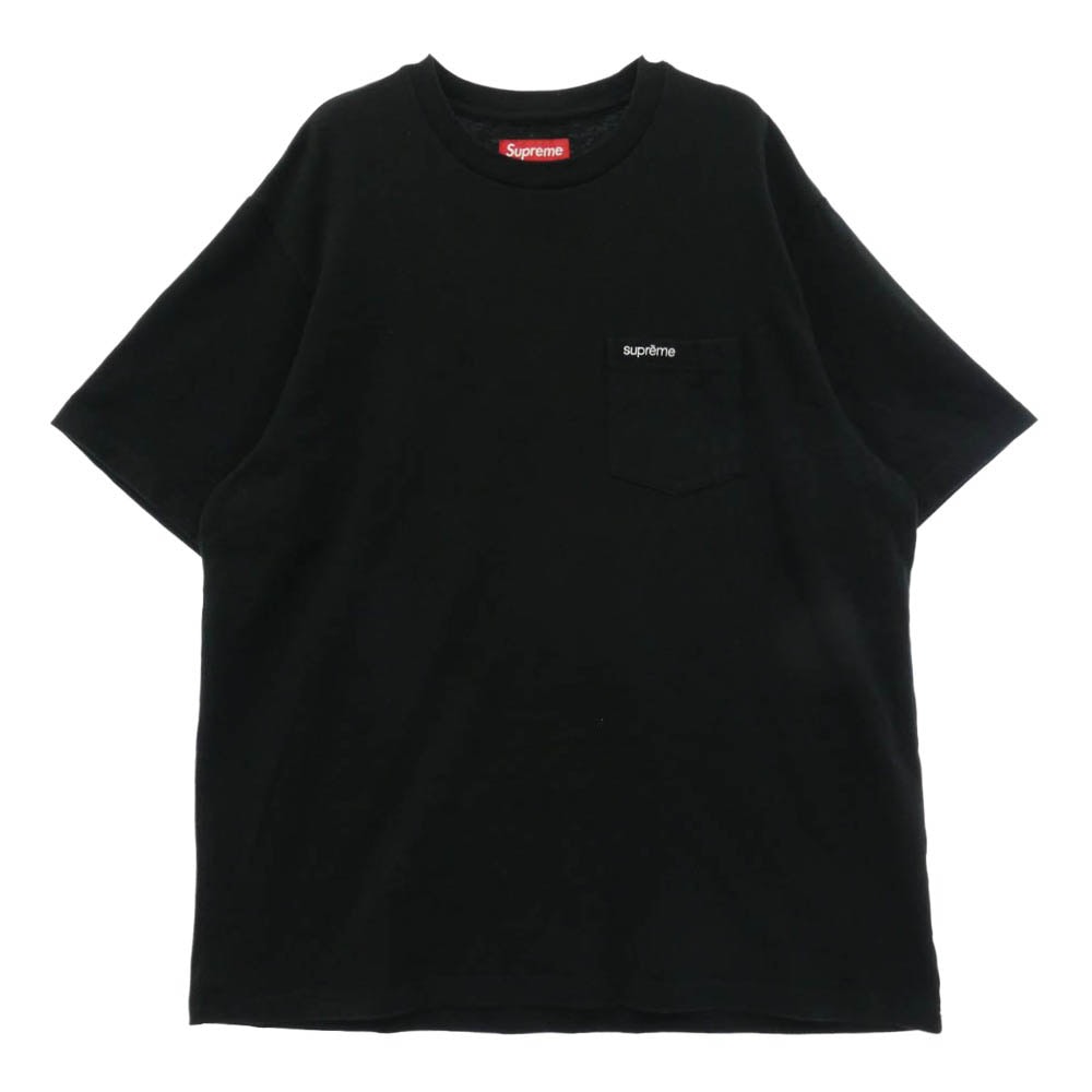 Supreme シュプリーム 26SS Pocket Tee ロゴ刺繍 ポケット Tシャツ 半袖 カットソー ブラック系 L【中古】