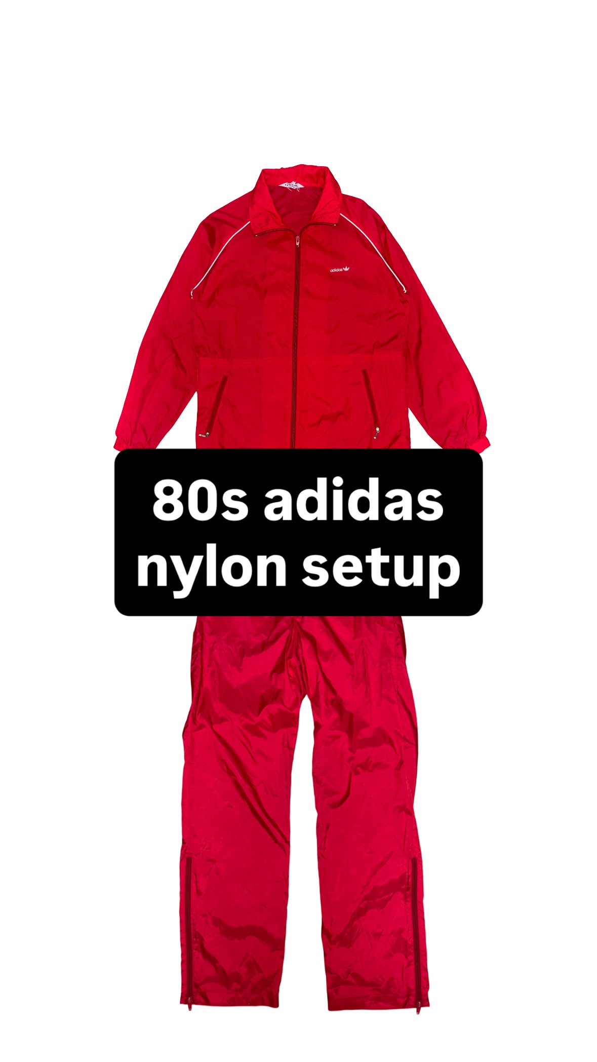 未使用に近い】【希少】80s old adidas ナイロンセットアップ L程度
