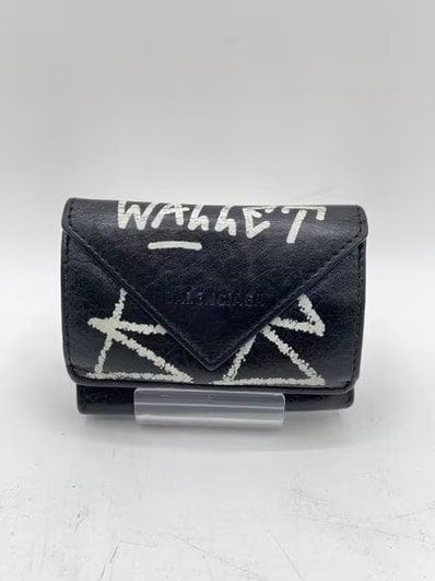 BALENCIAGA Graffiti Papier Mini Wallet "Black"
