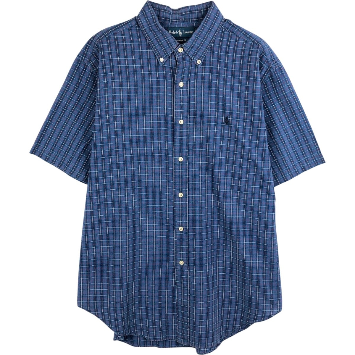 古着 ラルフローレン Ralph Lauren CLASSIC FIT クラシックフィット 半袖 ボタンダウン チェックシャツ メンズXL相当/eaa665263