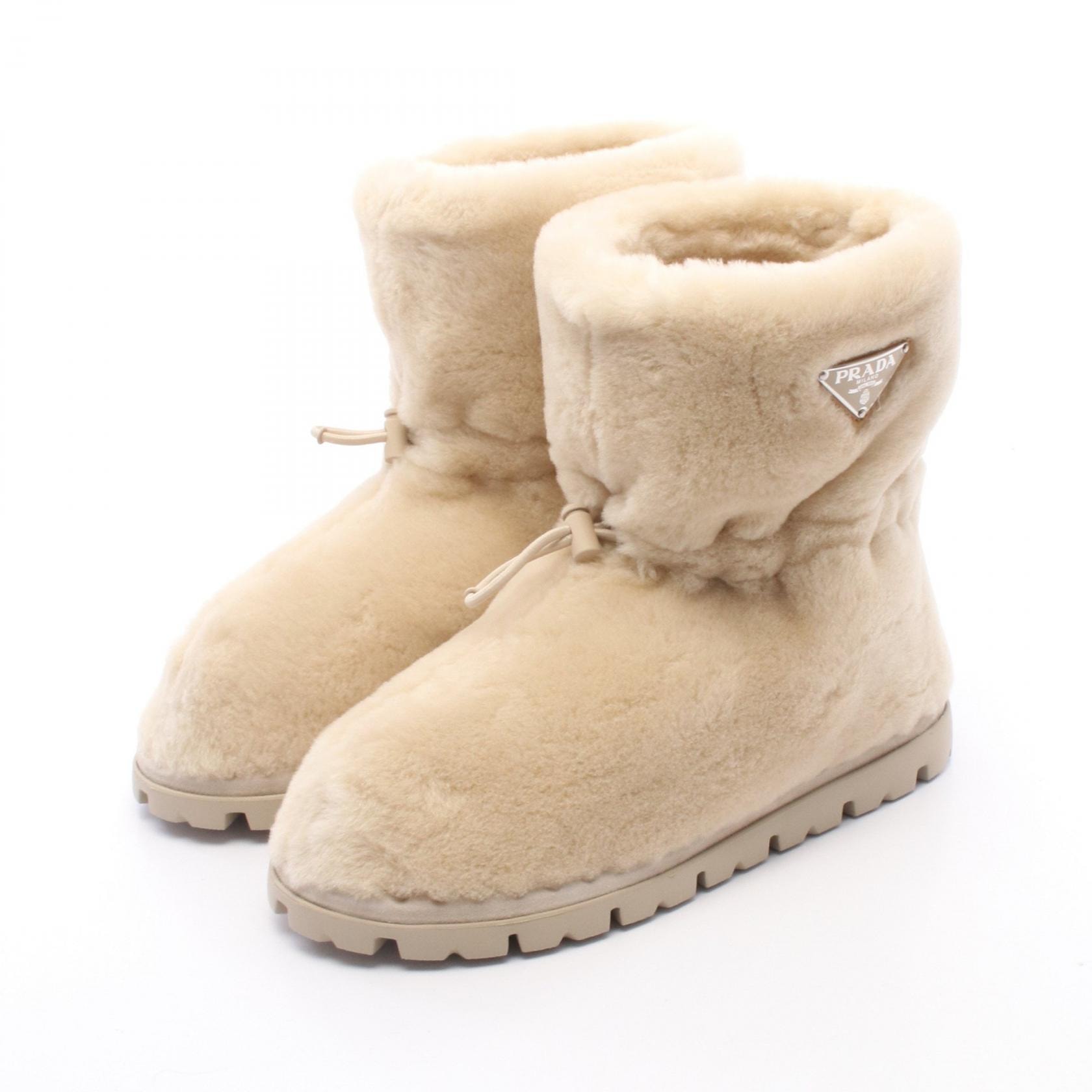 プラダ PRADA ブーツ 靴 シアリング レディース アイボリー系 1U258N 【中古】