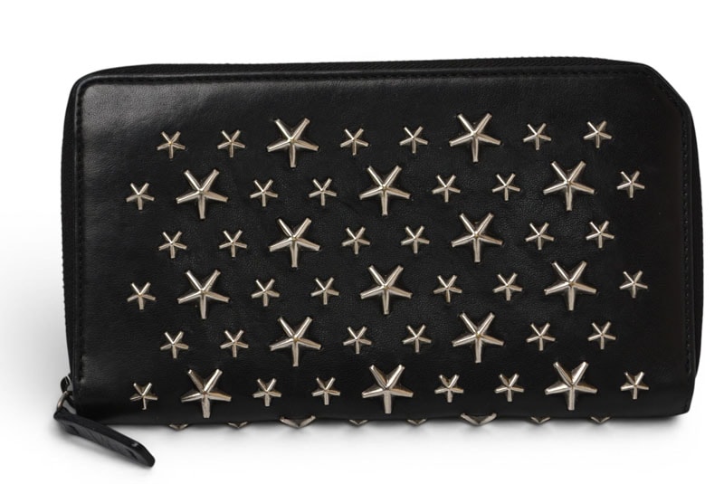 ジミーチュウ 財布/ラウンドファスナー JIMMY CHOO 長財布 レザー スタースタッズ ブラック【中古】