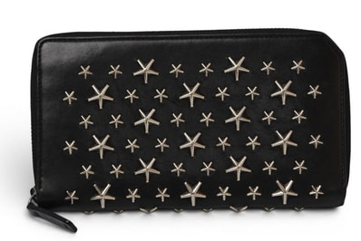 ジミーチュウ 財布/ラウンドファスナー JIMMY CHOO 長財布 レザー スタースタッズ ブラック【中古】