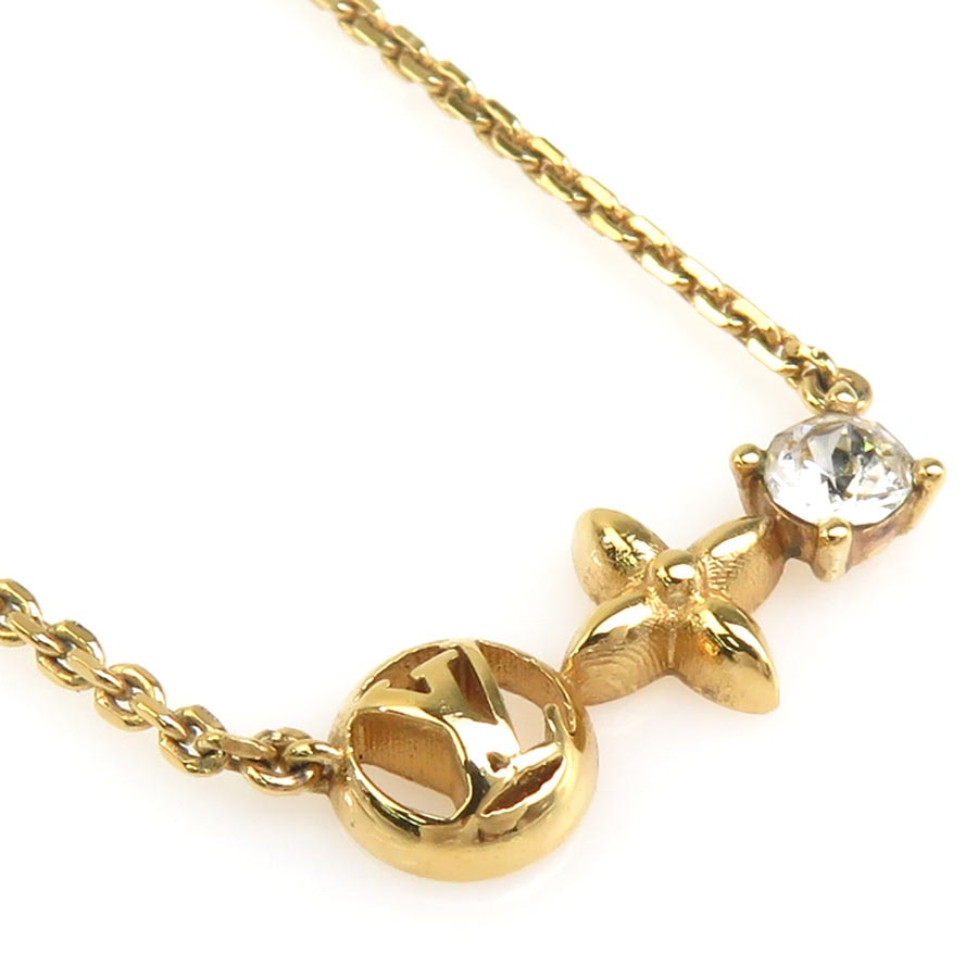 ルイ ヴィトン LOUIS VUITTON ネックレス プティ ルイ メタル/ラインストーン ゴールド レディース M00368【中古】 e62159i