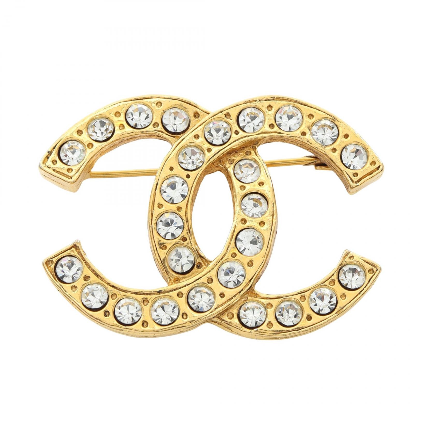 シャネル CHANEL ココマーク ブローチ アクセサリー GP(ゴールドメッキ) ラインストーン レディース ゴールド系 / クリア系 【中古】