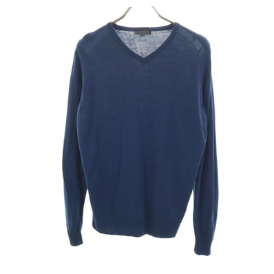 JOHN SMEDLEY ジョンスメドレー 長袖 Vネック ニット S ネイビー
