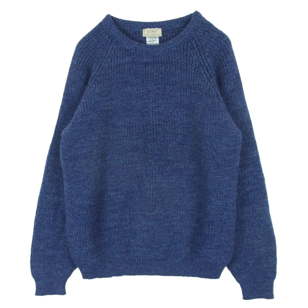 L.L.Bean エルエルビーン 90s ヴィンテージ 英国製 ブリティッシュウール100% クルーネック ニット セーター ブルー系 38 / 40【中古】