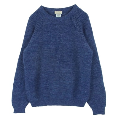 L.L.Bean エルエルビーン 90s ヴィンテージ 英国製 ブリティッシュウール100% クルーネック ニット セーター ブルー系 38 / 40【中古】