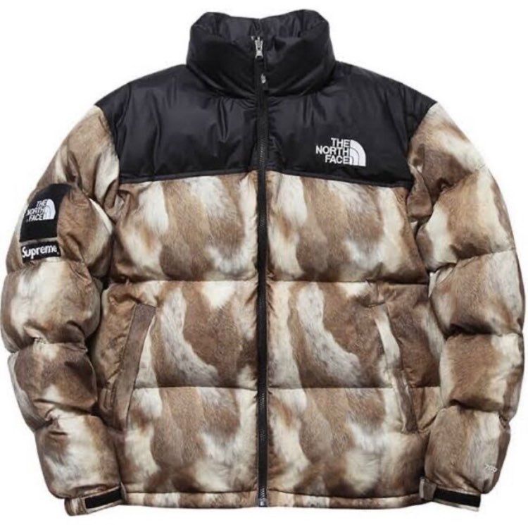 Supreme x The North Face Fur Print Nuptse Jacket "Brown"