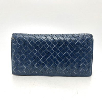 ボッテガヴェネタ BOTTEGA VENETA イントレチャート 156819 長財布 財布 ウォレット 2つ折り財布 レザー ブルー