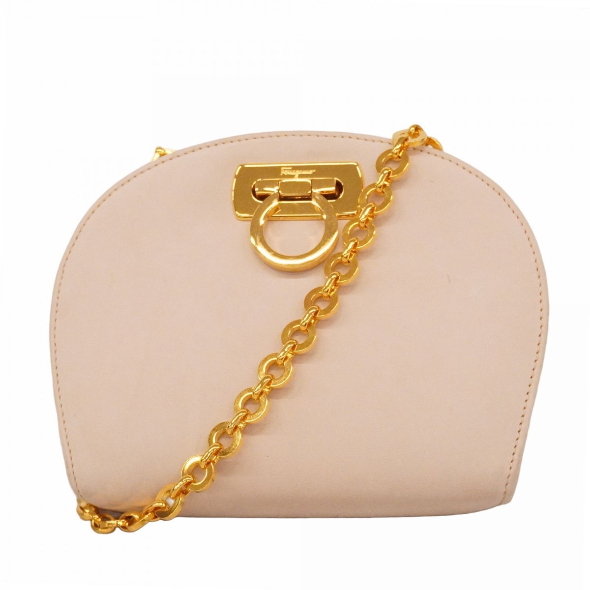 【6db1033】サルヴァトーレフェラガモ ショルダーバッグ ガンチーニ レザー ベビーピンク ゴールド金具【中古】レディース