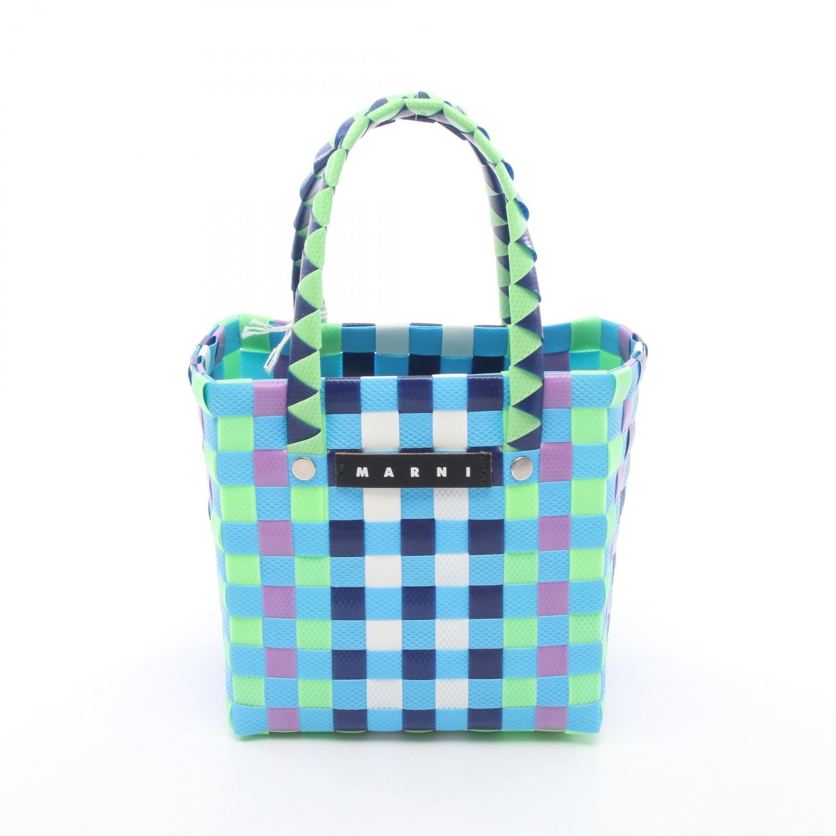 マルニ MARNI マイクロ バスケットバッグ ハンドバッグ バッグ レザー ポリプロピレン レディース ブルー系 / マルチカラー M00178M00IW0M845 【中古】
