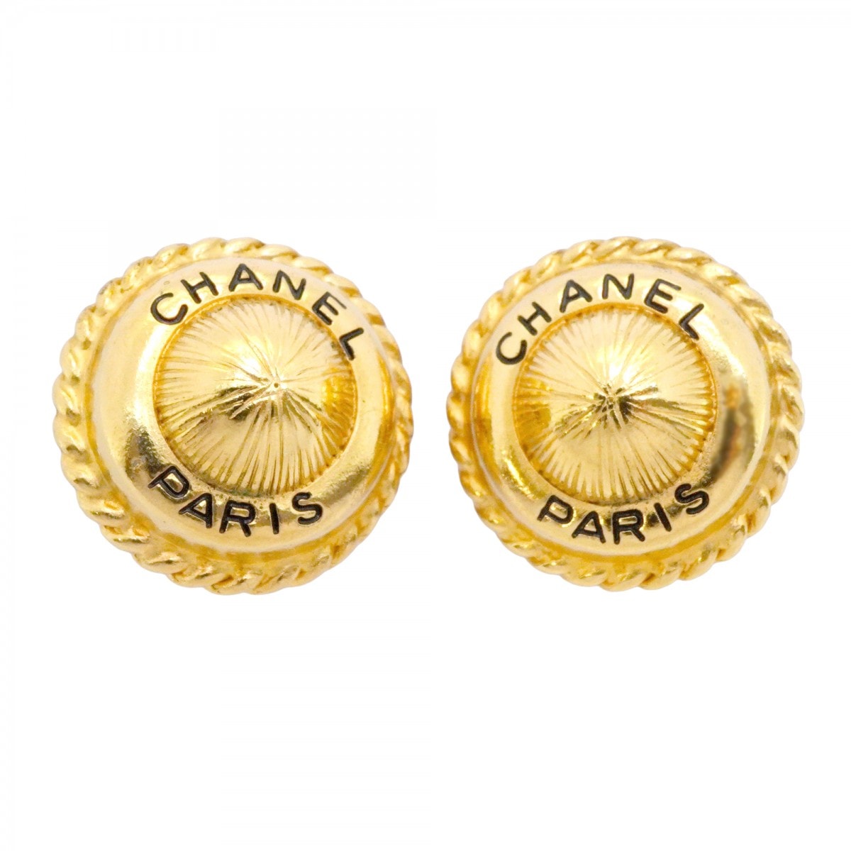【6jdb0415-k】シャネル イヤリング ヴィンテージ シャネルロゴ 丸型 サークル GPメッキ ゴールド【中古】レディース