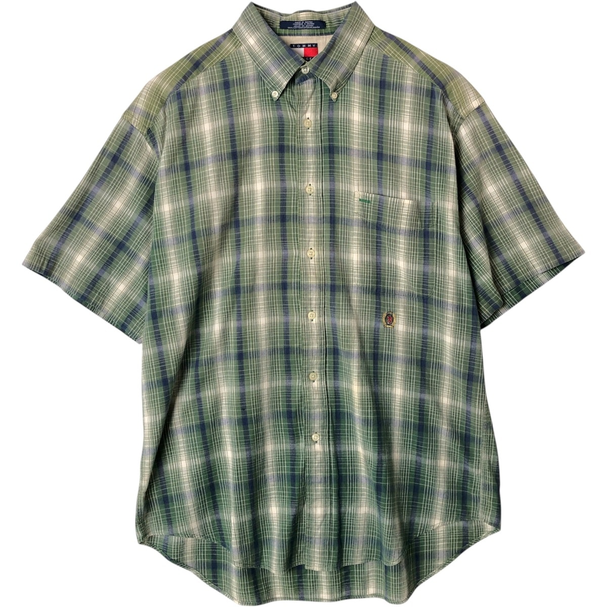 古着 90年代~ トミーヒルフィガー TOMMY HILFIGER 半袖 ボタンダウン チェックシャツ スペイン製 メンズL相当 ヴィンテージ/eaa579433