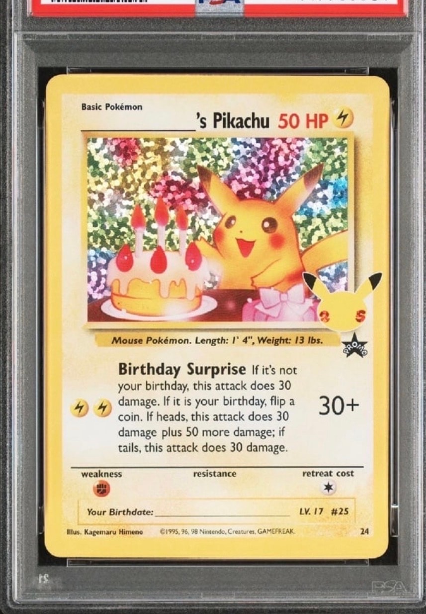 _のピカチュウ(お誕生日ピカチュウ)【英語版】(ソード&シールド「セレブレーションズ」)