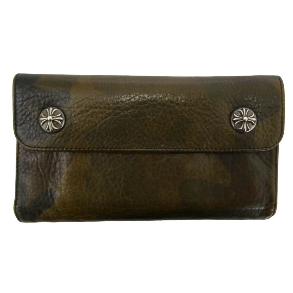 CHROME HEARTS クロムハーツ(原本無) Wave Cross Ball Wallet カモフラージュ ウェーブ クロスボール レザー ウォレット カーキ系【中古】