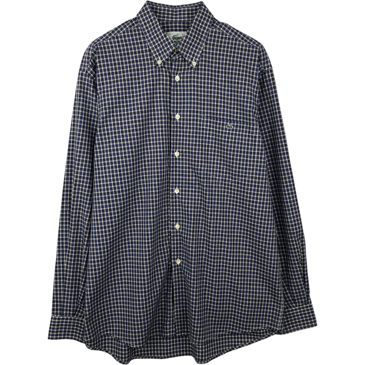 古着 ラコステ LACOSTE 長袖 ボタンダウンチェックシャツ スペイン製 メンズL相当/eaa637850