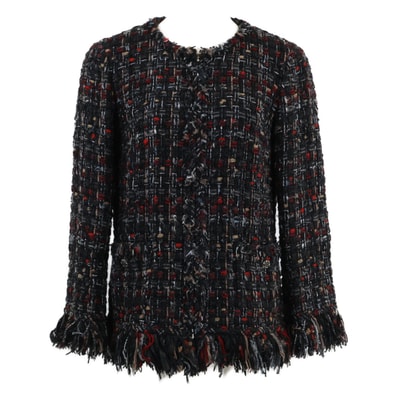 シャネル P39775V28558 ジップアップ ツイード フリンジ ノーカラー 40