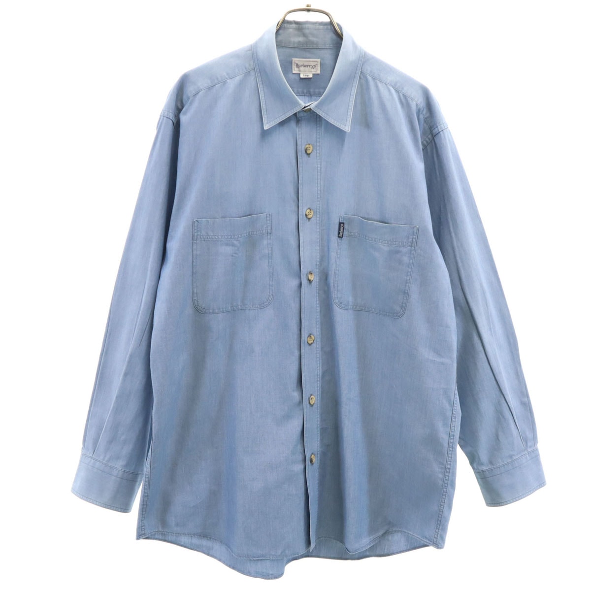 Burberrys バーバリーズ 90s 日本製 オールド 長袖 インディゴ染め シャンブレーシャツ L ブルー系