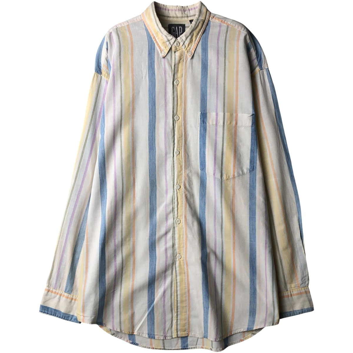 古着 90年代 ギャップ GAP オールドギャップ 長袖 ボタンダウンストライプシャツ メンズM相当 ヴィンテージ/eaa607087