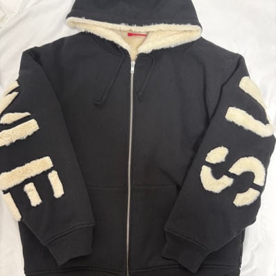 Supreme Faux Fur Lined Zip Up Hooded Sweatshirt "Black"