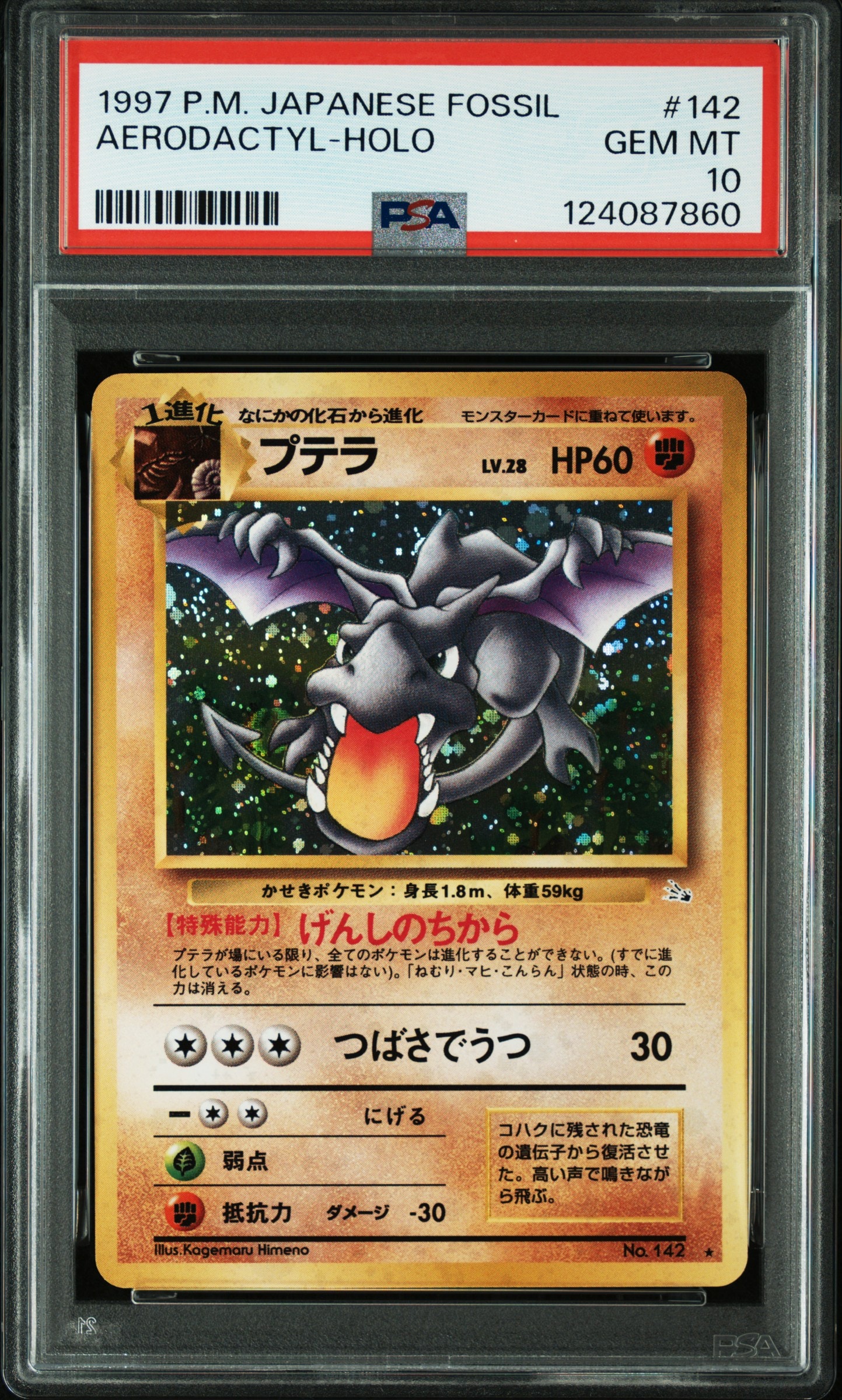 PSA10　プテラ　旧裏　化石の秘密 PSA10】プテラ R: 旧裏 [PMCG3 No.142](拡張パック「化石の秘密」) 1枚