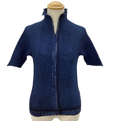 ISSEY MIYAKE イッセイミヤケ PLEATS PLEASE デニム転写 カットソー SIZE 3 PP16-FJ221 ネイビー