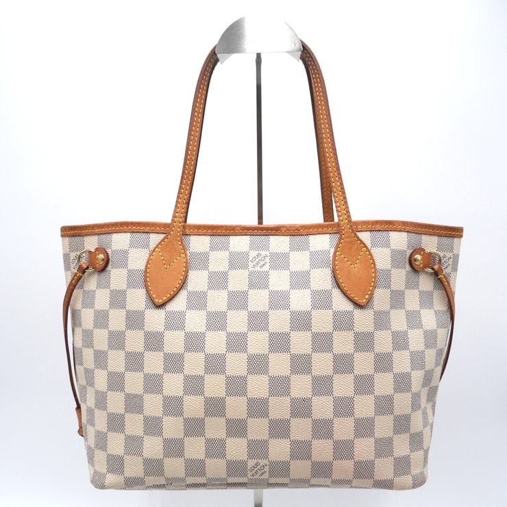 LOUIS VUITTON(ルイ・ヴィトン)ネヴァーフル PM トートバッグ ダミエ・アズール ホワイト系 PVC レザー ゴールド金具 レディース【中古】