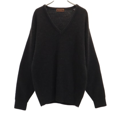 YVES SAINT LAURENT イヴサンローラン 90s ウールブレンド オールド 長袖 Vネック セーター L 黒 ニット