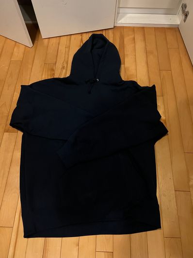 Supreme Satin Applique Hooded Sweatshirt "Navy"