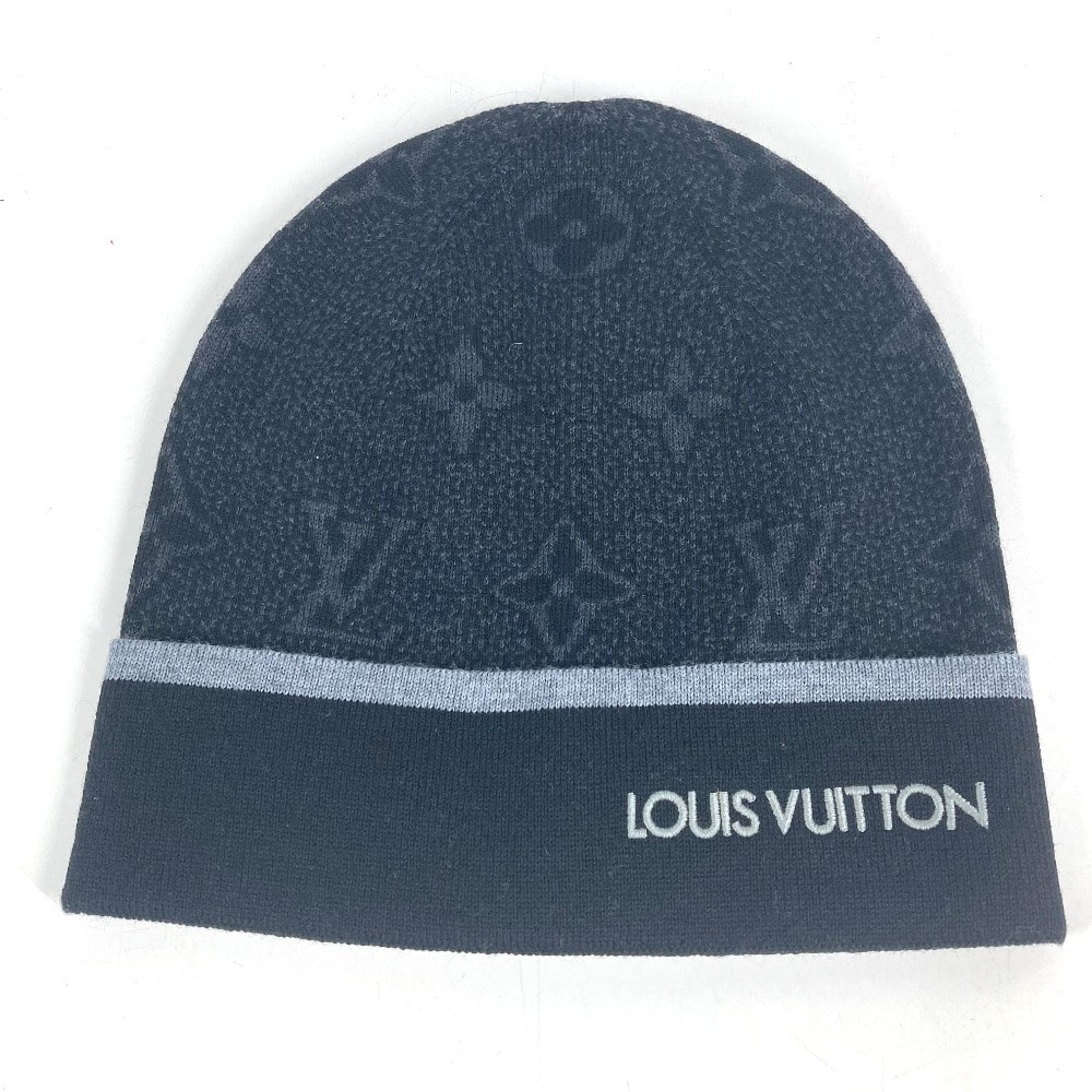 ルイヴィトン LOUIS VUITTON ビーニー マイ モノグラム エクリプス M73469 ビーニー 帽子 ニット帽 ニットキャップ ニット帽 ウール ブラック 美品