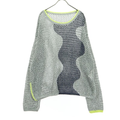 美品 PAM パム 長袖 メッシュ ニット F グレー