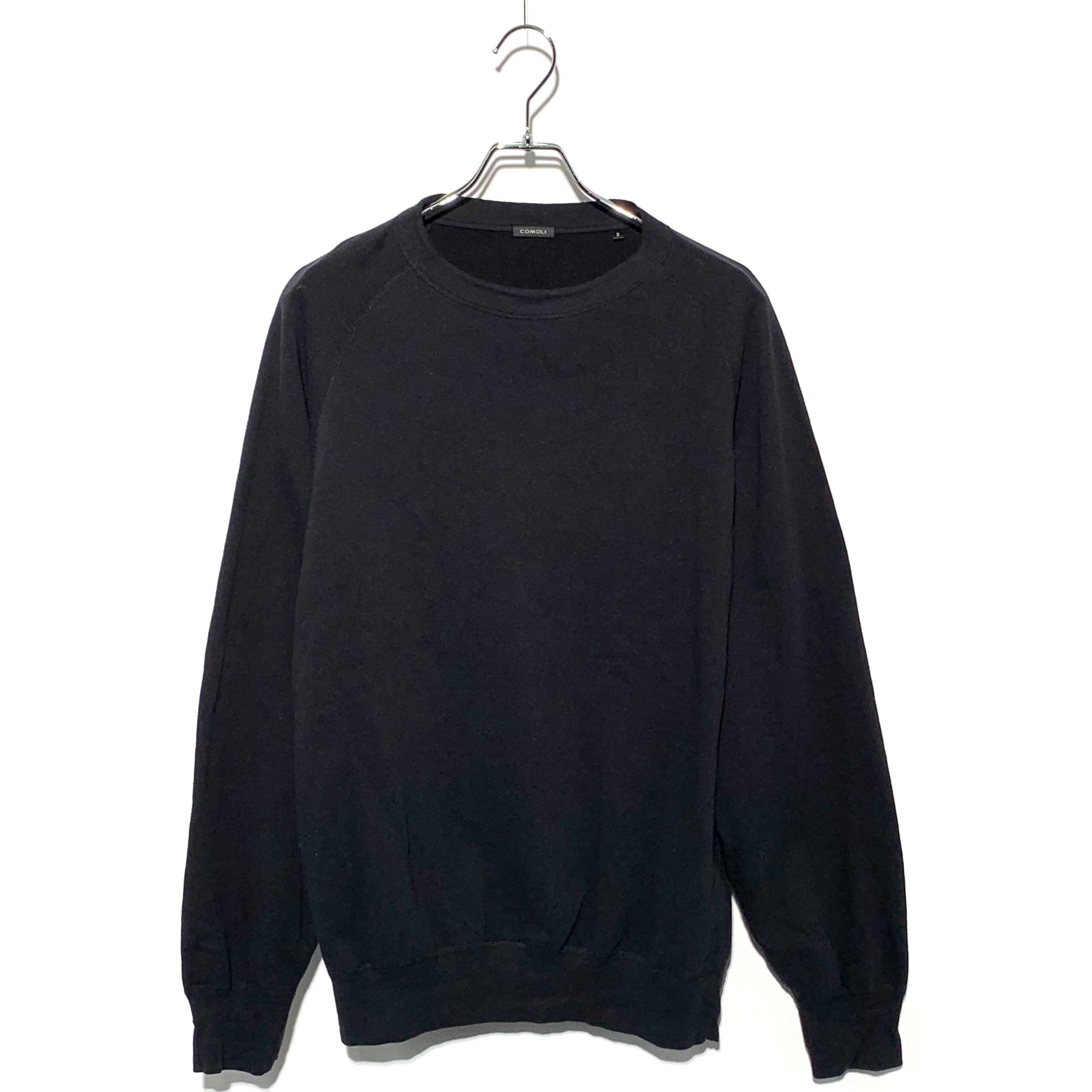 COMOLI LW Cotton French Terry Crew Neck "Black"