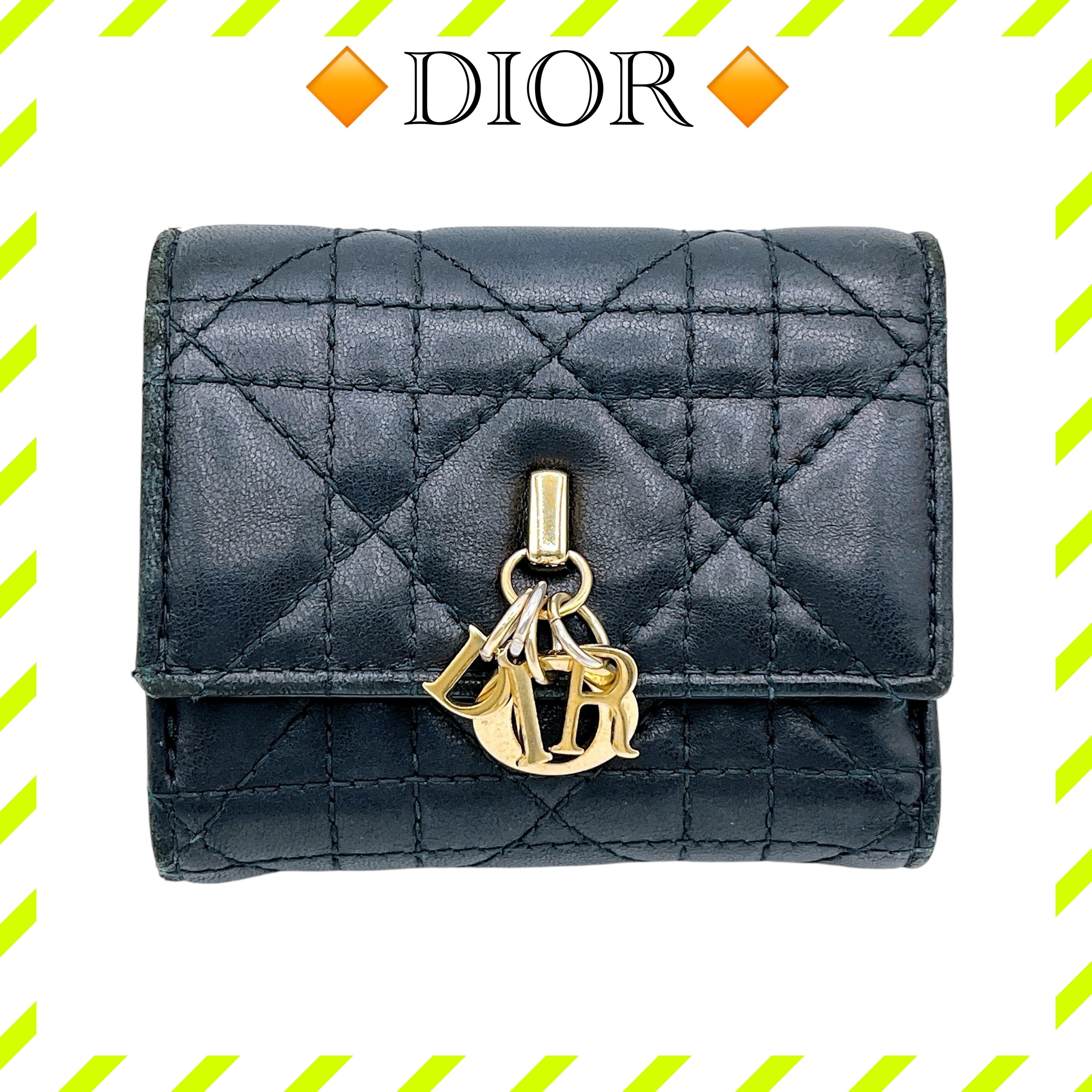 Dior My Dior Hibiscus L Zip Wallet Cannage Lambskin "Black"