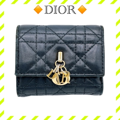 Dior My Dior Hibiscus L Zip Wallet Cannage Lambskin "Black"