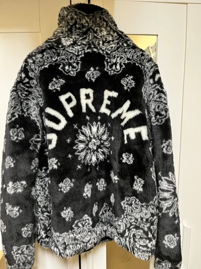Supreme Bandana Faux Fur Bomber Jacket "Black"