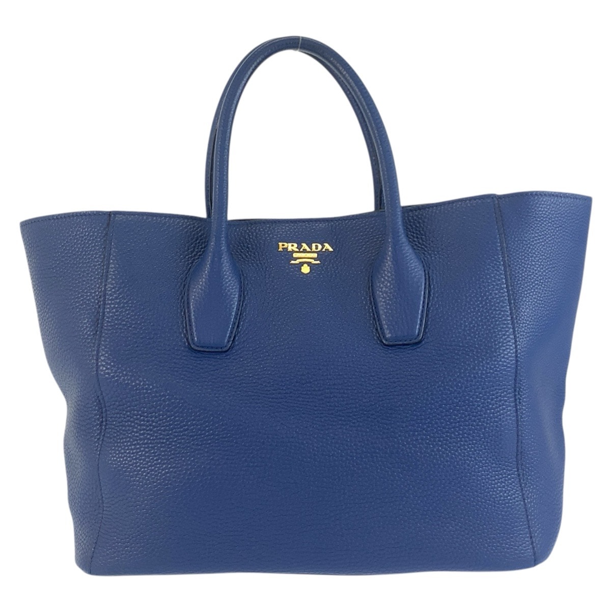 美品 PRADA プラダ ヴィッテロダイノ ブルー ゴールド金具 レザー トートバッグ ハンドバッグ 603143 【中古】