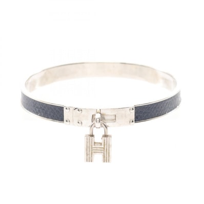 エルメス HERMES ケリーバングル バングル アクセサリー ステンレススチール レザー レディース シルバー系 / ネイビー系 【中古】