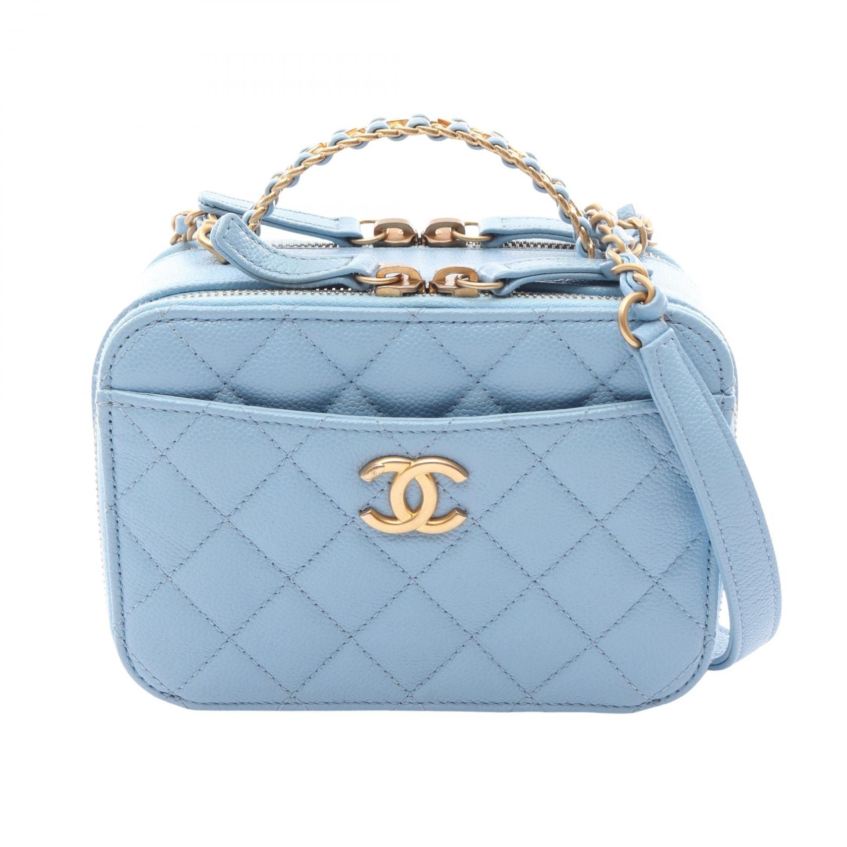 シャネル CHANEL マトラッセ バニティバッグ 2WAY ショルダーバッグ バッグ キャビアスキン(グレインドカーフ) レディース ブルー系 AS3222 【中古】