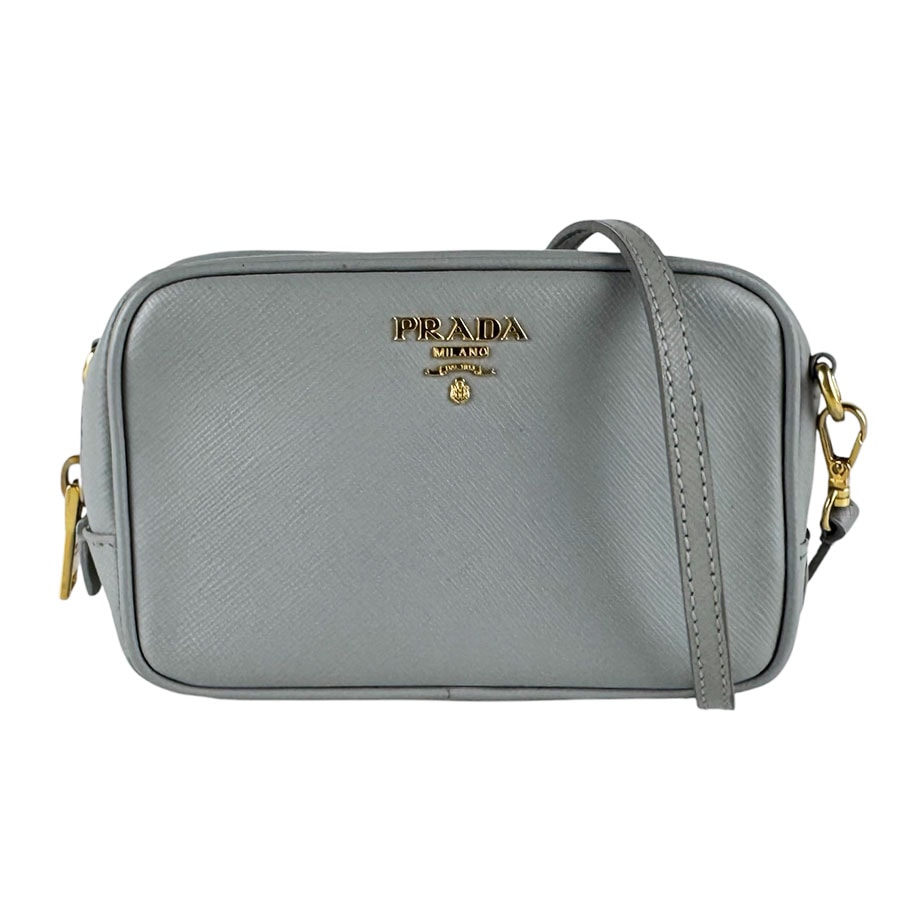 プラダ PRADA ショルダーバッグ レザー グレー レディース 1N1674【中古】 z10573